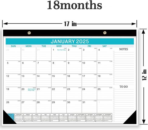 تقويم مكتب كبير 2025-2026 17 بوصة × 22 بوصة مع حصيرة سطح المكتب، تقويم سطح المكتب لمدة 18 شهرًا من يناير 2025 - يونيو 2026، تقويم نشاف للمنزل والمدرسة المكتبية in Saudi Arabia