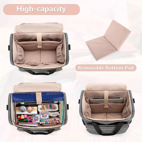 LUXJA Rolling Craft Bag with Pockets for 12 x 12 inch Scrapbook Album and Laptop, Rolling Scrapbook Tote with Detachable Dolly (Patent Pending), Gray in Saudi Arabia