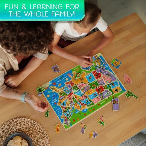 Montessori Mama Wooden USA Map Puzzle and World Continents and Oceans Map Puzzle (World Map Puzzle) in Saudi Arabia