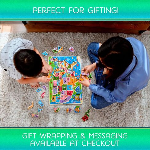 Montessori Mama Wooden USA Map Puzzle and World Continents and Oceans Map Puzzle (World Map Puzzle) in Saudi Arabia