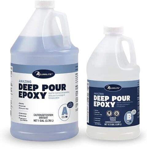 Alumilite Amazing Deep Pour Epoxy - 2 Part Kit for Clear Resin Casting & Molding, High-Gloss Liquid Glass, Ideal for Tabletop, River Table, Countertop, Wood & Food Color Cast, 2" Thick (1.5 Gallon) in Saudi Arabia