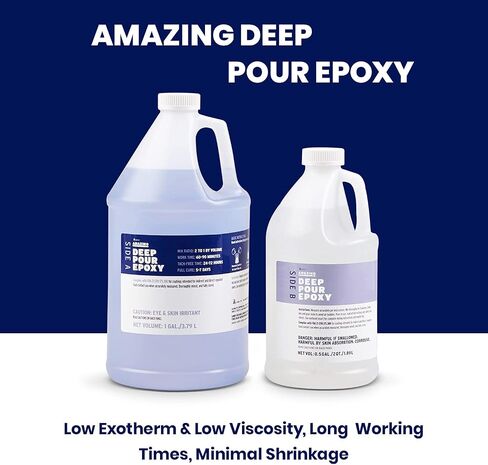 Alumilite Amazing Deep Pour Epoxy - 2 Part Kit for Clear Resin Casting & Molding, High-Gloss Liquid Glass, Ideal for Tabletop, River Table, Countertop, Wood & Food Color Cast, 2" Thick (1.5 Gallon) in Saudi Arabia