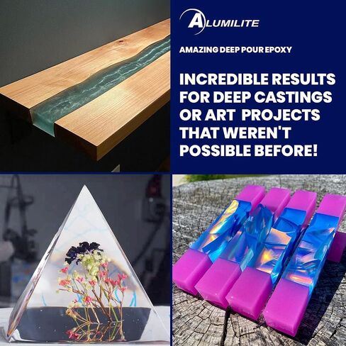 Alumilite Amazing Deep Pour Epoxy - 2 Part Kit for Clear Resin Casting & Molding, High-Gloss Liquid Glass, Ideal for Tabletop, River Table, Countertop, Wood & Food Color Cast, 2" Thick (1.5 Gallon) in Saudi Arabia