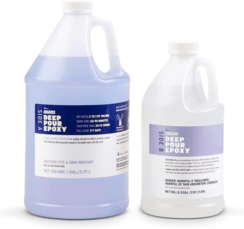 Alumilite Amazing Deep Pour Epoxy - 2 Part Kit for Clear Resin Casting & Molding, High-Gloss Liquid Glass, Ideal for Tabletop, River Table, Countertop, Wood & Food Color Cast, 2" Thick (1.5 Gallon) in Saudi Arabia