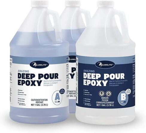 Alumilite Amazing Deep Pour Epoxy - 2 Part Kit for Clear Resin Casting & Molding, High-Gloss Liquid Glass, Ideal for Tabletop, River Table, Countertop, Wood & Food Color Cast, 2" Thick (1.5 Gallon) in Saudi Arabia