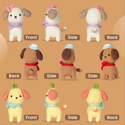 YUSOHOUSE Crochet Kit for Beginners, Crochet Starter Kits for Adults and Kids, DIY Animal Craft Knitting Crochet Kits Gift with Step-by-Step Video Tutorials, 3 PCS Dogs Family in Saudi Arabia