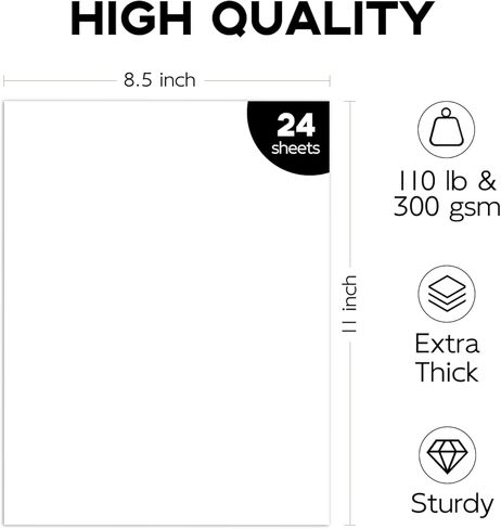 Heavy Weight 110lb Cardstock White Certificate paper, Goefun 24 Pack White Card Stock 8.5x11 for Cards Making, Office Printing, Paper Crafting in Kuwait