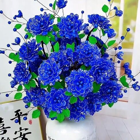 Peonies Artificial Flowers Making Kits with Video Tutorials,Use Acrylic Beads Flowers Set to Make Your Own Flower Bouquet Kit,DIY Handmade Flowers Bouquet Kit(Red) in Saudi Arabia