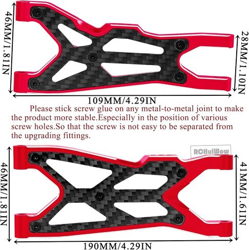 RC Suspension Arms Upgrades Part for 1/8 Typhon 3S BLX,Typhon Mega 550,1/10 BigRock V3 3S BLX(Only V3),Alloy Aluminium Front Rear A Arms Hops Up,4pcs,Red in Saudi Arabia