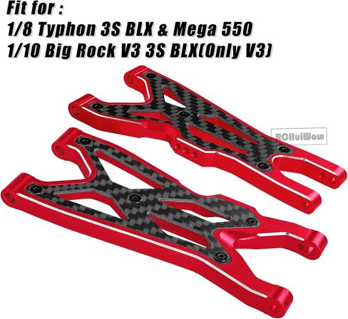 RC Suspension Arms Upgrades Part for 1/8 Typhon 3S BLX,Typhon Mega 550,1/10 BigRock V3 3S BLX(Only V3),Alloy Aluminium Front Rear A Arms Hops Up,4pcs,Red in Saudi Arabia