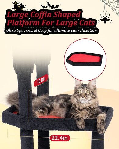 Large Cat Tree Floor to Ceiling for Large Cats, Tall Cat Tower Adjustable (87''-108''=220-274cm), Cat Climb Tree with Cat Condo, Cat Hammock and Scratching Post for Indoor Cats - Cactus in Saudi Arabia