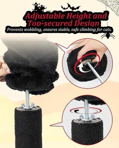 Large Cat Tree Floor to Ceiling for Large Cats, Tall Cat Tower Adjustable (87''-108''=220-274cm), Cat Climb Tree with Cat Condo, Cat Hammock and Scratching Post for Indoor Cats - Cactus in Saudi Arabia