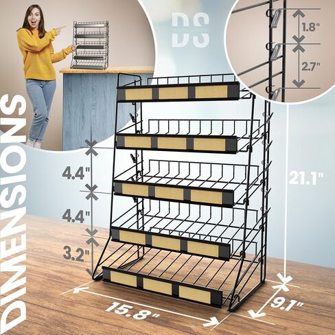 5 Tier Candy Display Rack, Large Snack Organizer For Countertop, Home Theatre Portable Concession Stand Snack Display, Black Metal Shelf With 12 Clips in Saudi Arabia