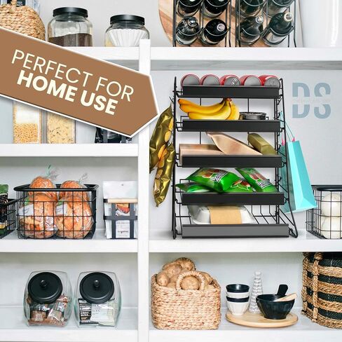 5 Tier Candy Display Rack, Large Snack Organizer For Countertop, Home Theatre Portable Concession Stand Snack Display, Black Metal Shelf With 12 Clips in Saudi Arabia
