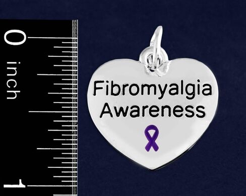 Heart Charm with Purple Ribbon for Fibromyalgia Awareness - Perfect for Jewelry Making, Bracelets, Necklaces, DIY Projects, Support Groups and Fundraisers in Kuwait