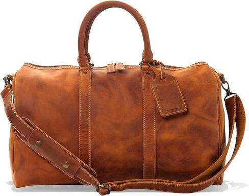 Londo Genuine Top Grain Leather Duffle Bag - Vintage Retro Travel Bag Overnight Weekender Bag Carry on Luggage Bag with Adjustable Shoulder Strap & Interior Pocket - Stylish Gym Bag for Men & Women in Saudi Arabia