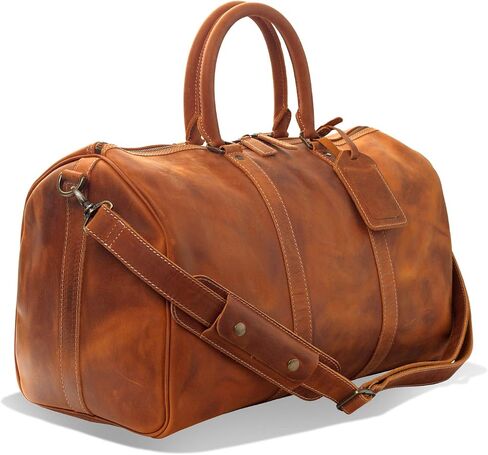 Londo Genuine Top Grain Leather Duffle Bag - Vintage Retro Travel Bag Overnight Weekender Bag Carry on Luggage Bag with Adjustable Shoulder Strap & Interior Pocket - Stylish Gym Bag for Men & Women in Saudi Arabia