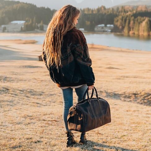 Londo Genuine Top Grain Leather Duffle Bag - Vintage Retro Travel Bag Overnight Weekender Bag Carry on Luggage Bag with Adjustable Shoulder Strap & Interior Pocket - Stylish Gym Bag for Men & Women in Saudi Arabia