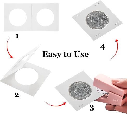 900 قطعة من حامل العملات المعدنية من الورق المقوى 6 أحجام متنوعة حامل مجموعة العملات المعدنية 2 × 2 بوصة حاملات العملات الورقية لمستلزمات جمع العملات المعدنية in Kuwait