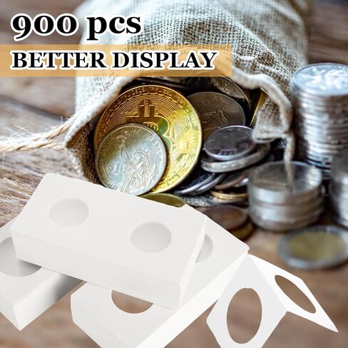 900 قطعة من حامل العملات المعدنية من الورق المقوى 6 أحجام متنوعة حامل مجموعة العملات المعدنية 2 × 2 بوصة حاملات العملات الورقية لمستلزمات جمع العملات المعدنية in Kuwait