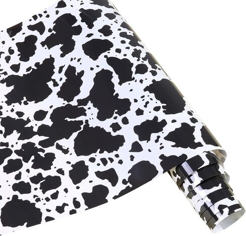 Tintnut Cowhide Heat Transfer Vinyl Roll - 12inch x 5ft Animal Patterned HTV Iron on Vinyl Black and White HTV Vinyl DIY Clothes Handbags for Cricut or Silhouette Cameo in Kuwait