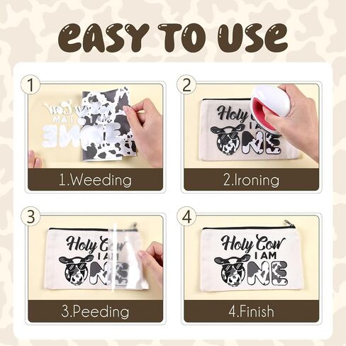 Tintnut Cowhide Heat Transfer Vinyl Roll - 12inch x 5ft Animal Patterned HTV Iron on Vinyl Black and White HTV Vinyl DIY Clothes Handbags for Cricut or Silhouette Cameo in Kuwait