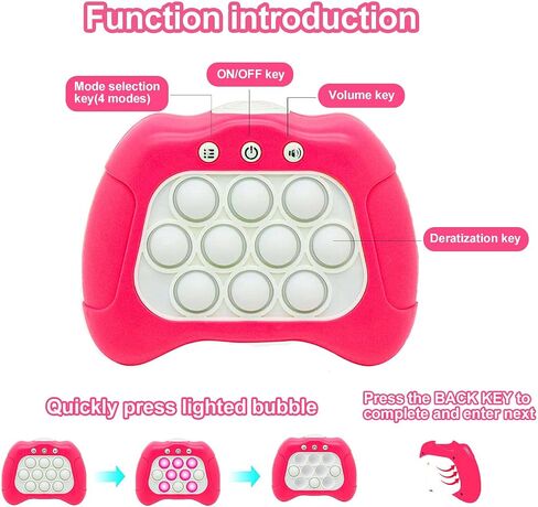 Quick Push Puzzle Game Machine Pop Fidget Light-Up Squeeze Poppet Sensory Toy Educational Push Pop Bubble Toy Stress Relief Party Favors Puzzle Game for Kids Teens Adults （Pink） in Saudi Arabia