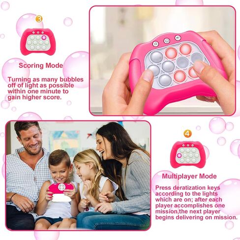 Quick Push Puzzle Game Machine Pop Fidget Light-Up Squeeze Poppet Sensory Toy Educational Push Pop Bubble Toy Stress Relief Party Favors Puzzle Game for Kids Teens Adults （Pink） in Saudi Arabia