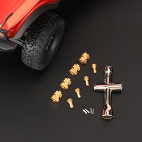SCX24 Wheel Spacers 7 MM Wheel Hex Extended 9.5 MM Wheel Weighted Hubs with Cross Wrench for AXIAL SCX24 Upgrade Parts Gladiator,Deadbolt, Wrangler JLU, Bronco 1/24 RC Crawler