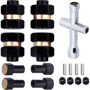 4PCS Brass Extended Hex Wheel Hubs w/Locknuts Wrench Tool for Axial SCX24 1/24 RC Crawler Car Upgrade Parts