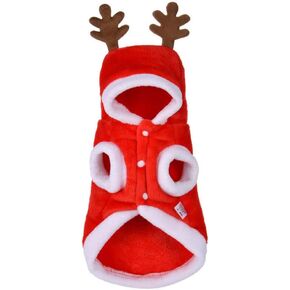 POPETPOP Christmas Dog Sweater - Santa Elk Dog Costume Christmas Dog Hoodie Winter/Autumn Fit for Puppy Dog Teddy Chihuahua Yorkshire Poodle Maltese Puppy Pug - Size M