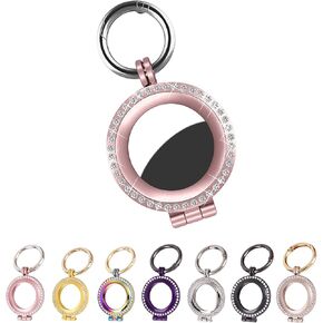 Airtag Case Metal for Apple Air Tag Holder Metal Airtag Keychain Ring Air Tag Accessories for Luggage Pet Dog Cat Collar(Rose Gold)
