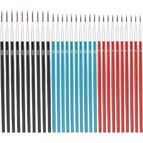 GSHLLO 30 Pcs Wooden Detail Paint Brushes Extra Fine Paint Brushes Thin Line Painting Brushes Miniature Paint Brushes Fine Tip Paint Brush Set for Watercolor Oil Black