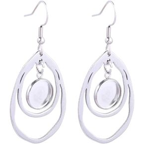 20pcs Stainless Steel Teardrop Earring Setting Blanks 10mm Round Cabochon Base Trays Diy Bezels For Jewelry Making