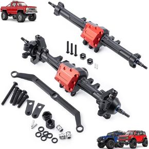 RC Complete Axles Set - Standard Extended Front Rear Axles Set with Steering/Steering Knuckles/Axles Gear and Cover/CVD Shaft for 1/18 TRX4M RC Car,Standard