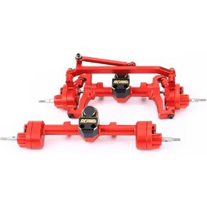 RCAWD Full Metal Worm Gear Portal Axles Screws Locked for 1/18 FMS Thunder Storm Bronx FJ Cruiser Cheyenne Glacier Patriot HILUX Magnum Chevrolet MOGRICH(Red)