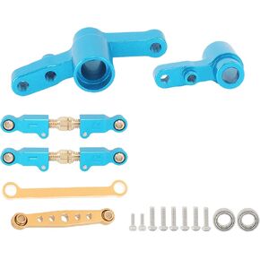 CNC Aluminum Alloy Brass Steering Group Assembly with BearingsRod Link Servo for 1/14 MJX 14209 14210 RC Car Upgrade Parts (Red)