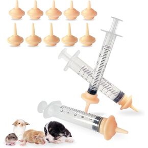 10 Packs Pet Nipples for Kitten and Puppy - Silicone Feeding Pacifier for Pets and Wildlife, Small Pre-Made Hole Feeding Nipple for Kitten, Puppy, Bunny, Squirrel, Hamster(3ML/5ML/10ML)