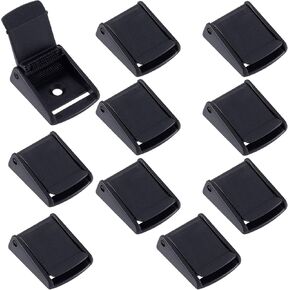10 Pack 25mm/ 1 inch Buckle Clips for Tie-Down Straps, Plastic Cam Buckles Toggle Fasteners for DIY Craft Backpack Luggage- Black
