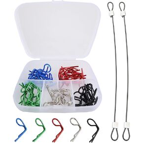 50 Pieces 90-Degree Angle Body Clips Bent Springy Pins & RC Car Clip Pin Steel Wires for 1/8 1/10 1/12 Scale RC Model Cars Universal Vehicle Clips Truck Crawler Trucks