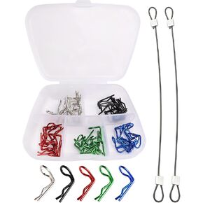 50 Pieces 90-Degree Angle Body Clips Bent Springy Pins & RC Car Clip Pin Steel Wires for 1/8 1/10 1/12 Scale RC Model Cars Universal Vehicle Clips Truck Crawler Trucks