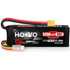 HOOVO 11.1V 3S LiPo Battery 5200mAh 80C Softcase RC Battery XT60 Plug for RC Car RC Truck Airplane Helicopter Boat Racing RC Hobby