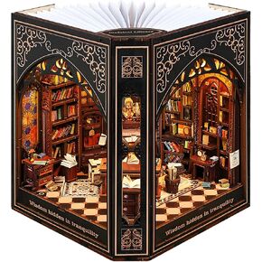 مجموعة أدوات زاوية الكتب مع ضوء ليلي - ديكور رف الكتب الذي يعمل بالبطارية من النوع C، مثالي كهدية للمنزل والمكتب (المكتبة الكلاسيكية)