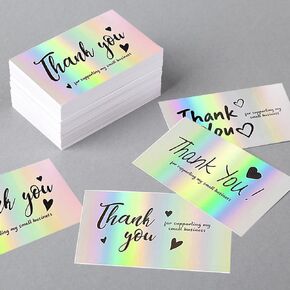 Lannso Thank You Cards Small Business, 100 PCS 5 Styles Thank You Cards for Retail Store, 2x3.5 Inch, Recommended for Online Retailers, Small Business Owners and Local Stores (QS213)