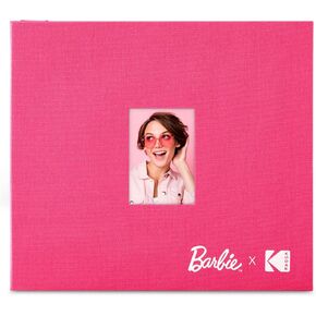 Kodak x Barbie Pink 8x8" Cloth Covered Scrapbook Photo Album with Front Picture Window for Barbie Instant 2x3" ZINK Zero Ink Photo Paper Projects