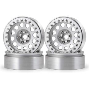Maleonn RC 2.2 Beadlock Wheels Metal Wheel Hubs Set 4PCS Aluminum Alloy Beadlock Wheel Rims for 1/10 Scale SCX10 D90 TRX4 Wraith 90048 RR10 RC Crawler Car Accessories, Black and Silver