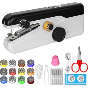 Portable Handheld Sewing Machine, Mini Portable Electric Sewing Machine for Beginners Adult,Easy to Use and Fast Stitch Suitable for Clothes,Fabrics,Cutains,DIY Home Travel
