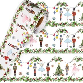 Fuutreo 32.8ft Christmas Garland Bulletin Board Decoration Light Scalloped Wave Border Trim for Winter Christmas Holiday Party Classroom School Decoration