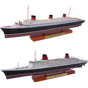 OPO 10 - Set of 2 Miniature replicas of The Most Famous French transatlantic Liners, The Normandie + The France, Scale 1/1250 or 25 cm
