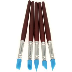 HAJXZH Set of Silicone Shapers Tools 5PCS Rubber Tip Silicon Brushes Silicone Brush Pottery Tool Used for Painting Smearing Clay Modeling Carving Pottery Mud Remove Fingerprints